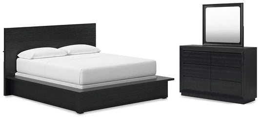 Londer California King Panel Bed with Mirrored Dresser at Lee Furniture, NC