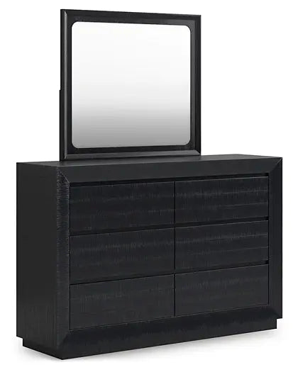 Londer King Panel Bed with Mirrored Dresser and Chest at Lee Furniture, NC
