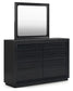 Londer King Panel Bed with Mirrored Dresser and Chest at Lee Furniture, NC