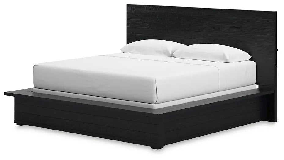 Londer King Panel Bed with Mirrored Dresser and Chest at Lee Furniture, NC
