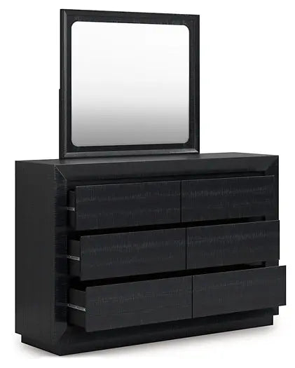 Londer King Panel Bed with Mirrored Dresser and Nightstand at Lee Furniture, NC