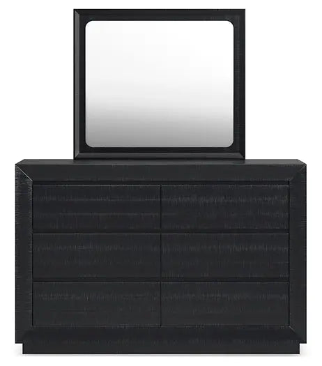 Londer King Panel Bed with Mirrored Dresser and Nightstand at Lee Furniture, NC