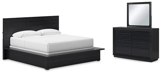 Londer King Panel Bed with Mirrored Dresser at Lee Furniture, NC