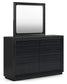 Londer Queen Panel Bed with Mirrored Dresser, Chest and 2 Nightstands at Lee Furniture, NC