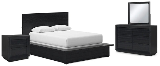 Londer Queen Panel Bed with Mirrored Dresser and Nightstand at Lee Furniture, NC