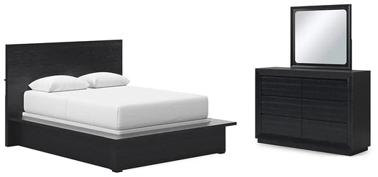 Londer Queen Panel Bed with Mirrored Dresser at Lee Furniture, NC