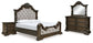 Maylee Queen Upholstered Bed with Mirrored Dresser and Nightstand at Lee Furniture, NC
