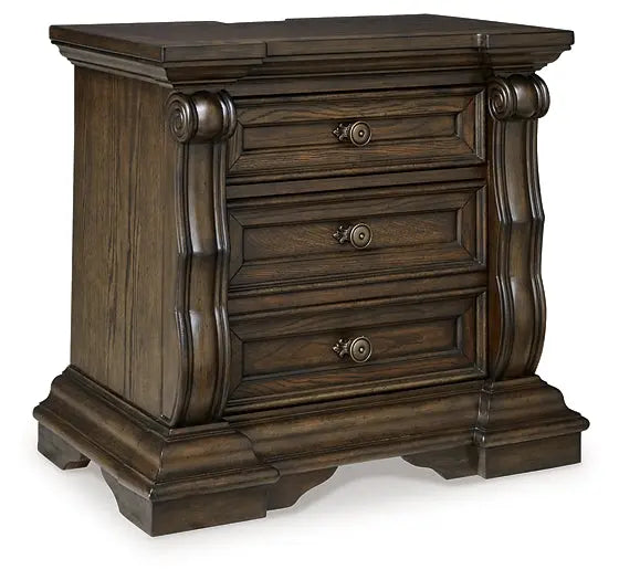 Maylee Queen Upholstered Bed with Mirrored Dresser and Nightstand at Lee Furniture, NC
