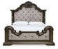 Maylee Queen Upholstered Bed with Mirrored Dresser and Nightstand at Lee Furniture, NC