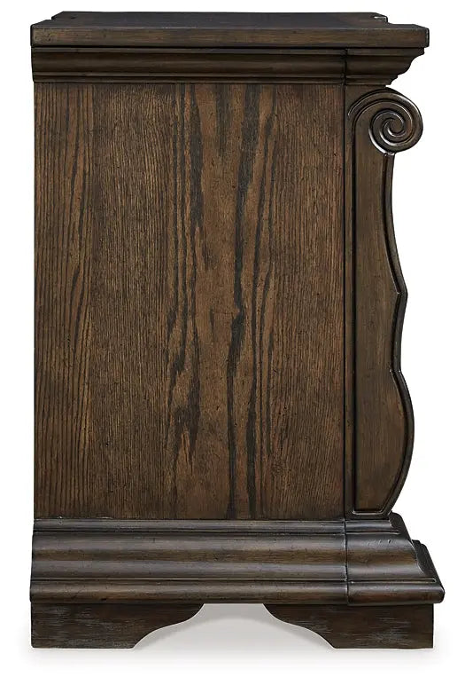 Maylee Queen Upholstered Bed with Mirrored Dresser and Nightstand at Lee Furniture, NC