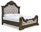 Maylee Queen Upholstered Bed with Mirrored Dresser and Nightstand at Lee Furniture, NC