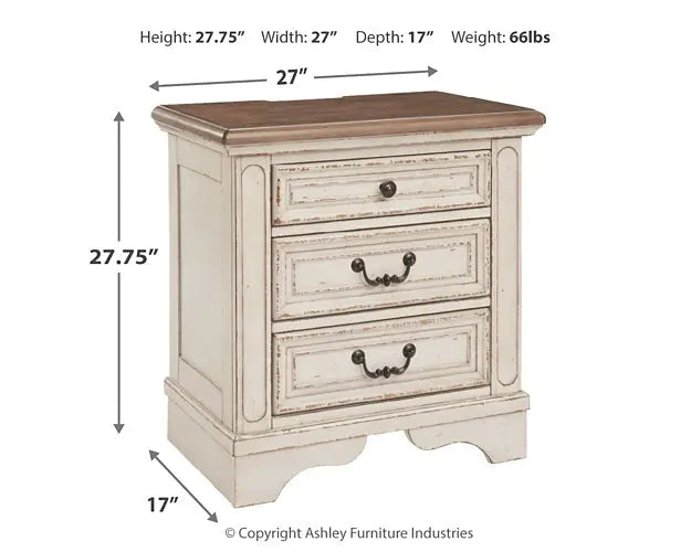 Realyn Three Drawer Night Stand at Lee Furniture, NC