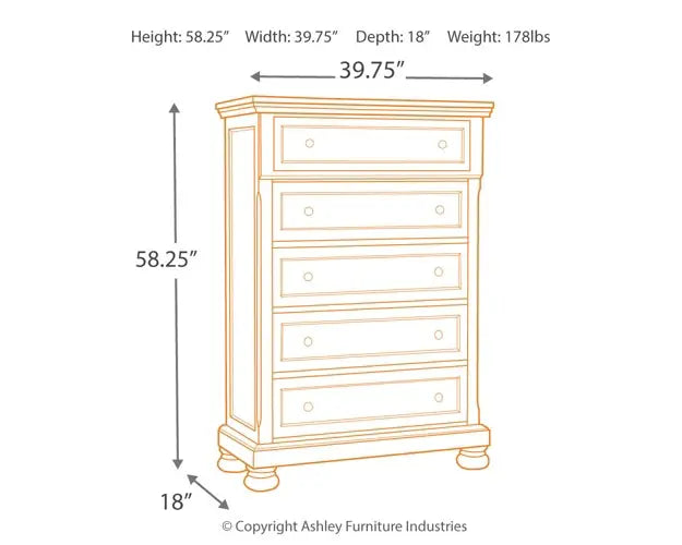 Robbinsdale Five Drawer Chest at Lee Furniture, NC