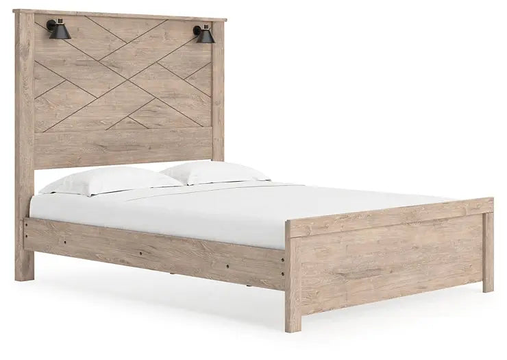 Senniberg Queen Panel Bed with Mirrored Dresser, Chest and Nightstand at Lee Furniture, NC