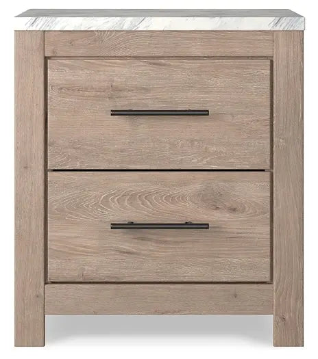 Senniberg Queen Panel Bed with Mirrored Dresser and Nightstand at Lee Furniture, NC