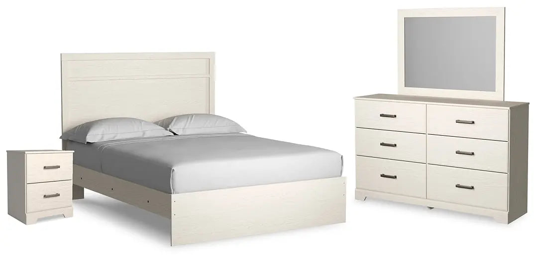 Stelsie Queen Panel Bed with Mirrored Dresser and Nightstand at Lee Furniture, NC