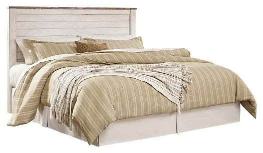 Willowton King/California King Panel Headboard with Mirrored Dresser, Chest and 2 Nightstands at Lee Furniture, NC