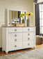 Willowton King/California King Panel Headboard with Mirrored Dresser, Chest and 2 Nightstands at Lee Furniture, NC