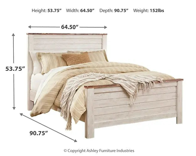 Willowton Panel Bed With Mirrored Dresser, Chest And Nightstand at Lee Furniture, NC