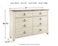 Willowton Six Drawer Dresser at Lee Furniture, NC