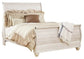 Willowton Sleigh Bed With Mirrored Dresser And Chest at Lee Furniture, NC