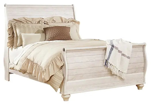 Willowton Sleigh Bed With Mirrored Dresser, Chest And 2 Nightstands at Lee Furniture, NC