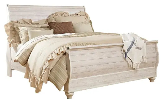 Willowton Sleigh Bed With Mirrored Dresser, Chest And 2 Nightstands at Lee Furniture, NC