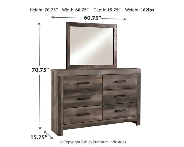 Wynnlow King Panel Bed with Mirrored Dresser at Lee Furniture, NC
