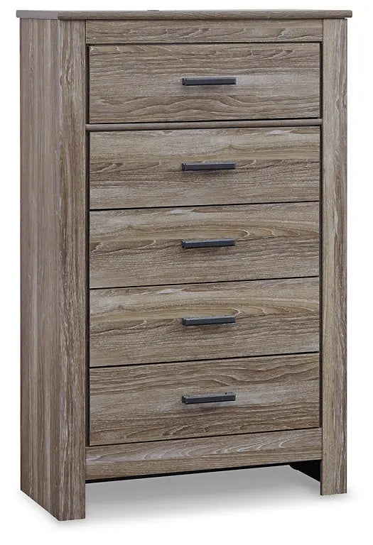Zelen Queen Panel Bed with Mirrored Dresser and Chest at Lee Furniture, NC