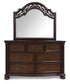 Lavinton King Poster Bed with Mirrored Dresser, Chest and Nightstand