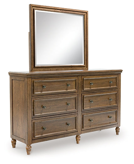 Sturlayne California King Upholstered Panel Bed with Mirrored Dresser, Chest and Nightstand