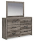 Graystorm Full Panel Bed with Mirrored Dresser and Nightstand