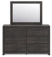 Hollivern Full Panel Bed with Mirrored Dresser