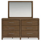 Cabalynn King Upholstered Bed with Mirrored Dresser and Nightstand