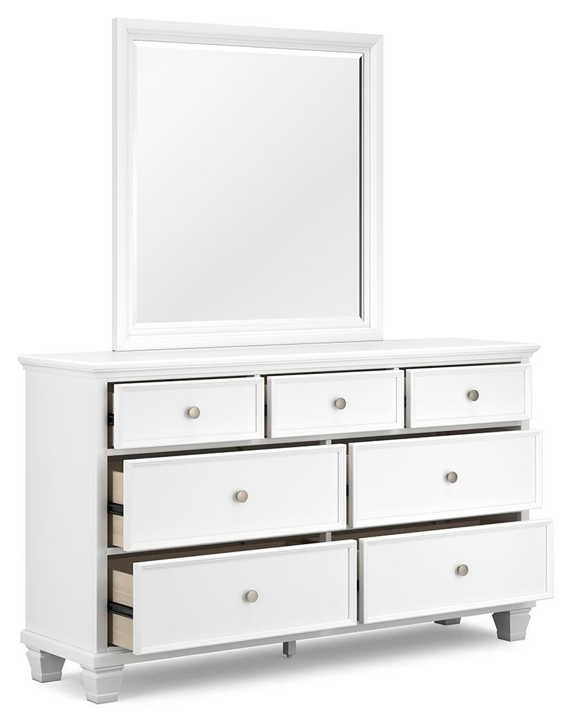 Fortman Queen Panel Bed with Mirrored Dresser, Chest and Nightstand