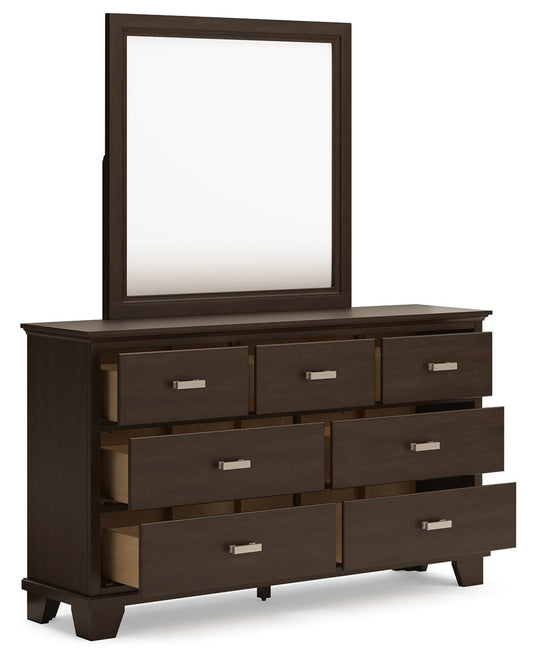 Covetown Twin Panel Bed with Mirrored Dresser and Nightstand