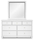 Fortman California King Panel Bed with Mirrored Dresser