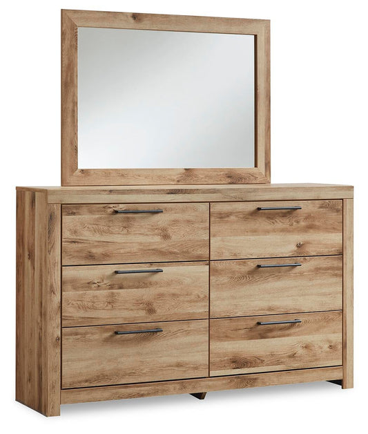 Hyanna Queen Panel Storage Bed with 2 Under Bed Storage Drawer, Dresser and Mirror