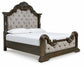 Maylee Queen Upholstered Bed with Mirrored Dresser