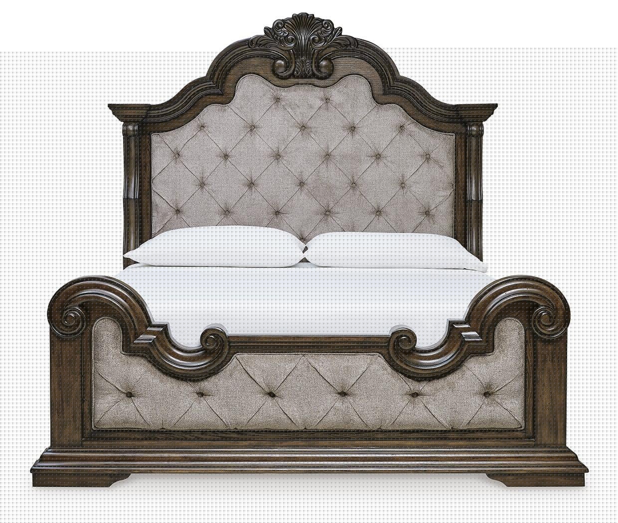 Maylee King Upholstered Bed, Dresser, Mirror, Chest and Nightstand