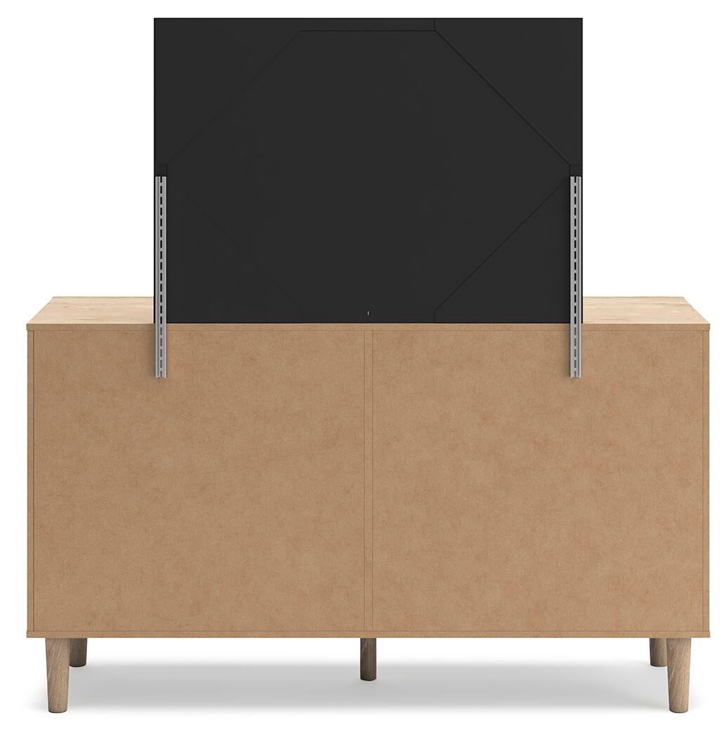 Cielden Full Panel Bed with Mirrored Dresser and Nightstand