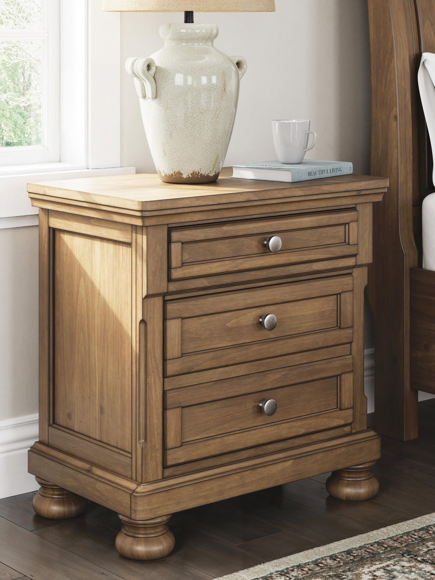 Feddinger California King Panel Bed with Mirrored Dresser, Chest and Nightstand