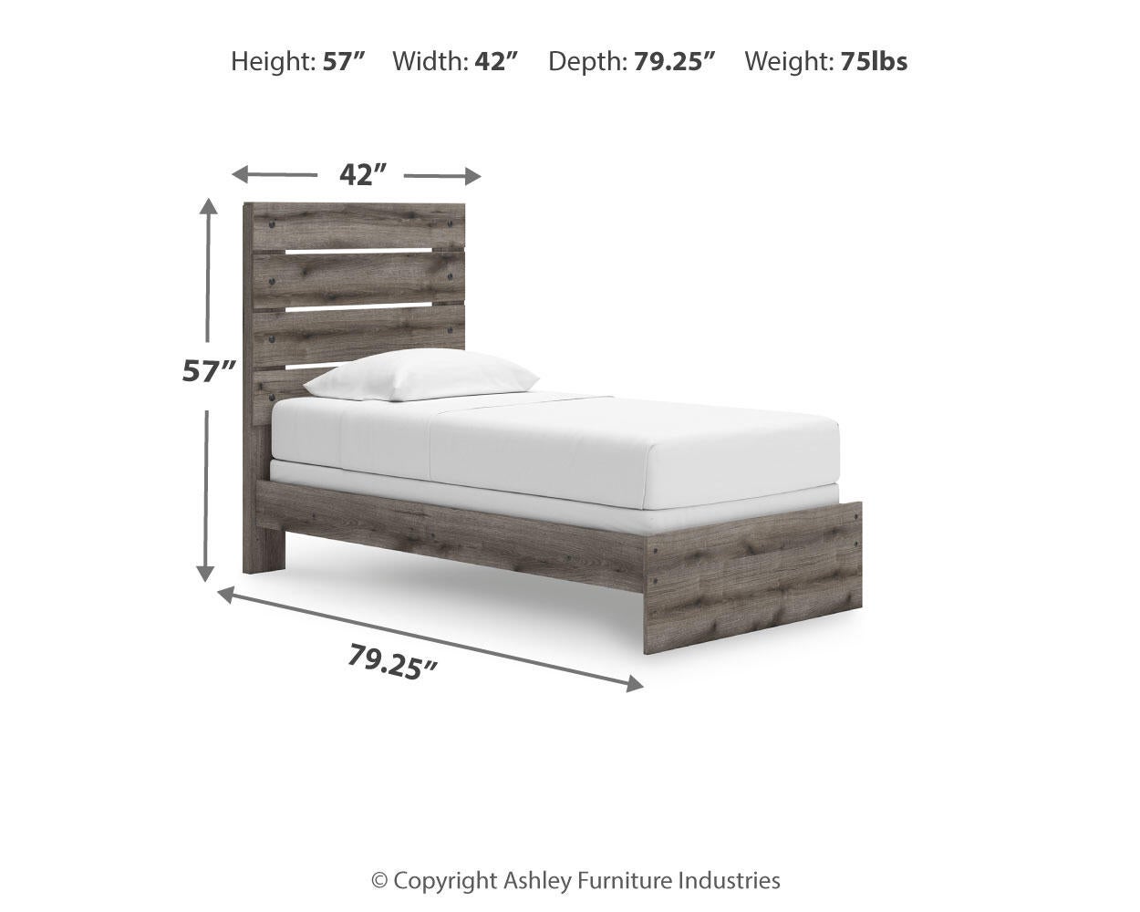 Graystorm Twin Panel Bed, Dresser, Mirror and Nightstand