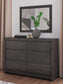 Fraluna King Panel Storage Bed, Dresser, Mirror, Chest and Nightstand