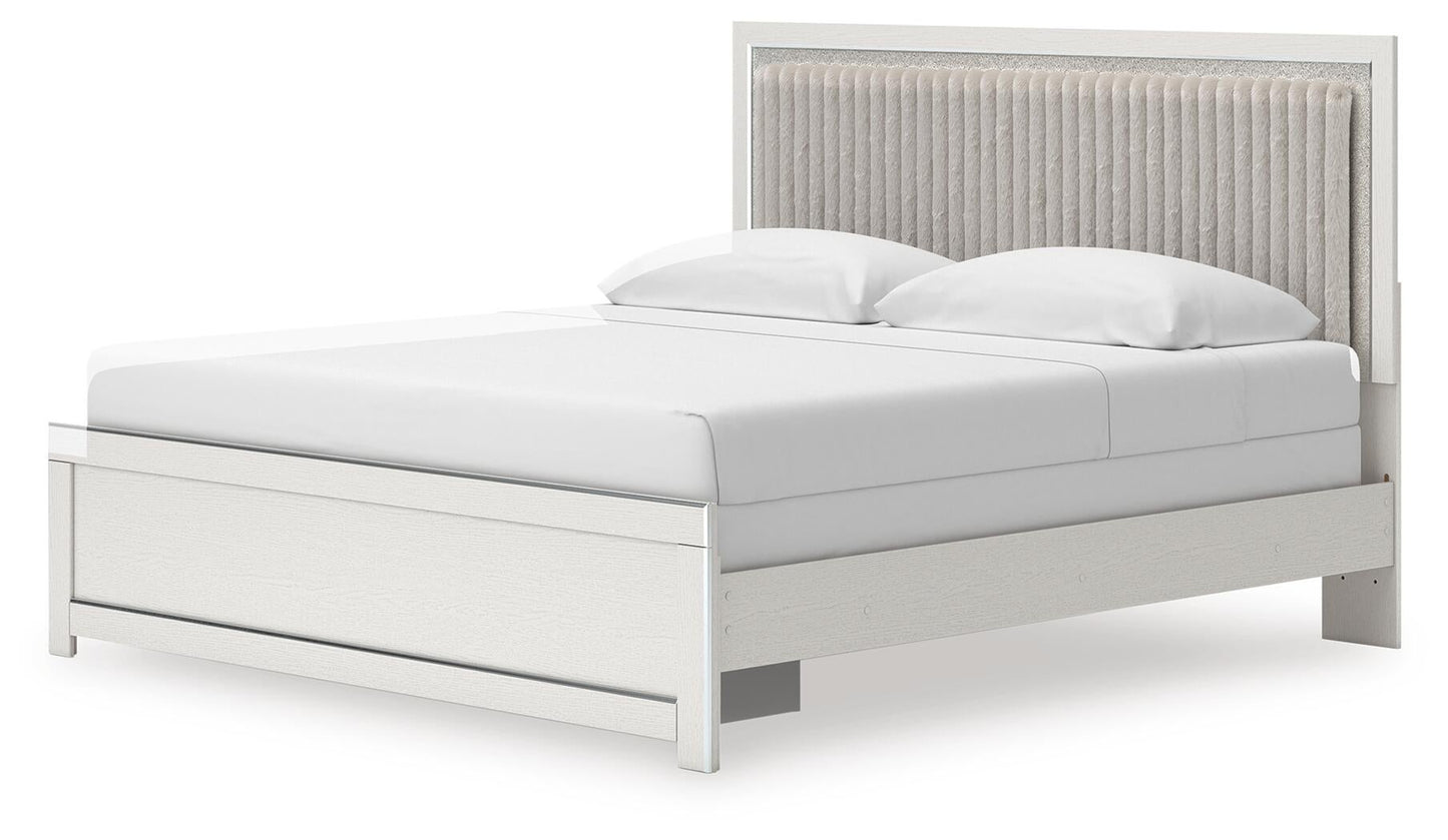 Zuraleus King Upholstered Panel Bed, Dresser, Mirror, Chest and Nightstand