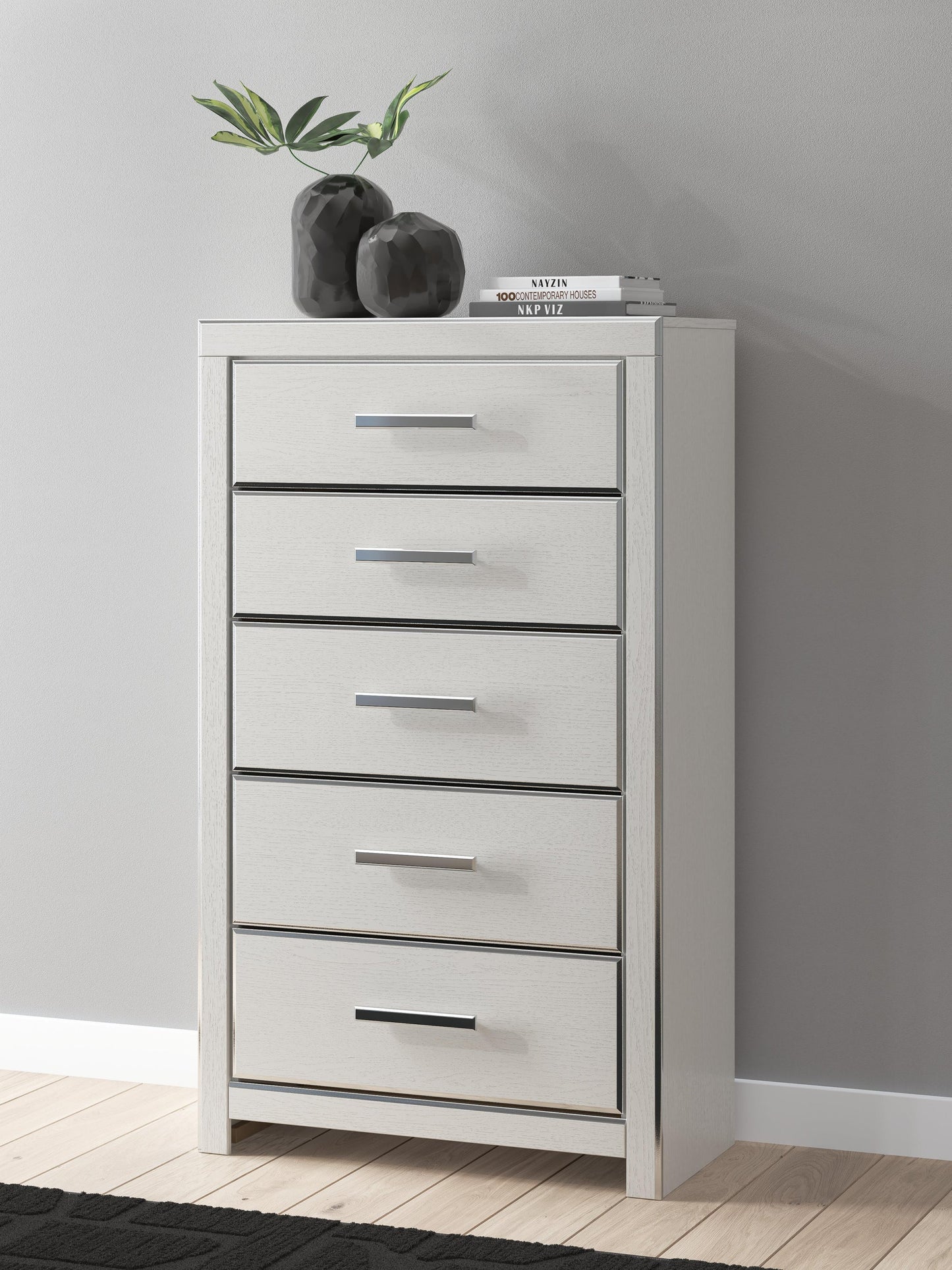 Zuraleus King Upholstered Panel Bed, Dresser, Mirror, Chest and Nightstand